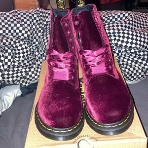 Dr Marten 1460 Pascal Velvet Cherry Red Boot